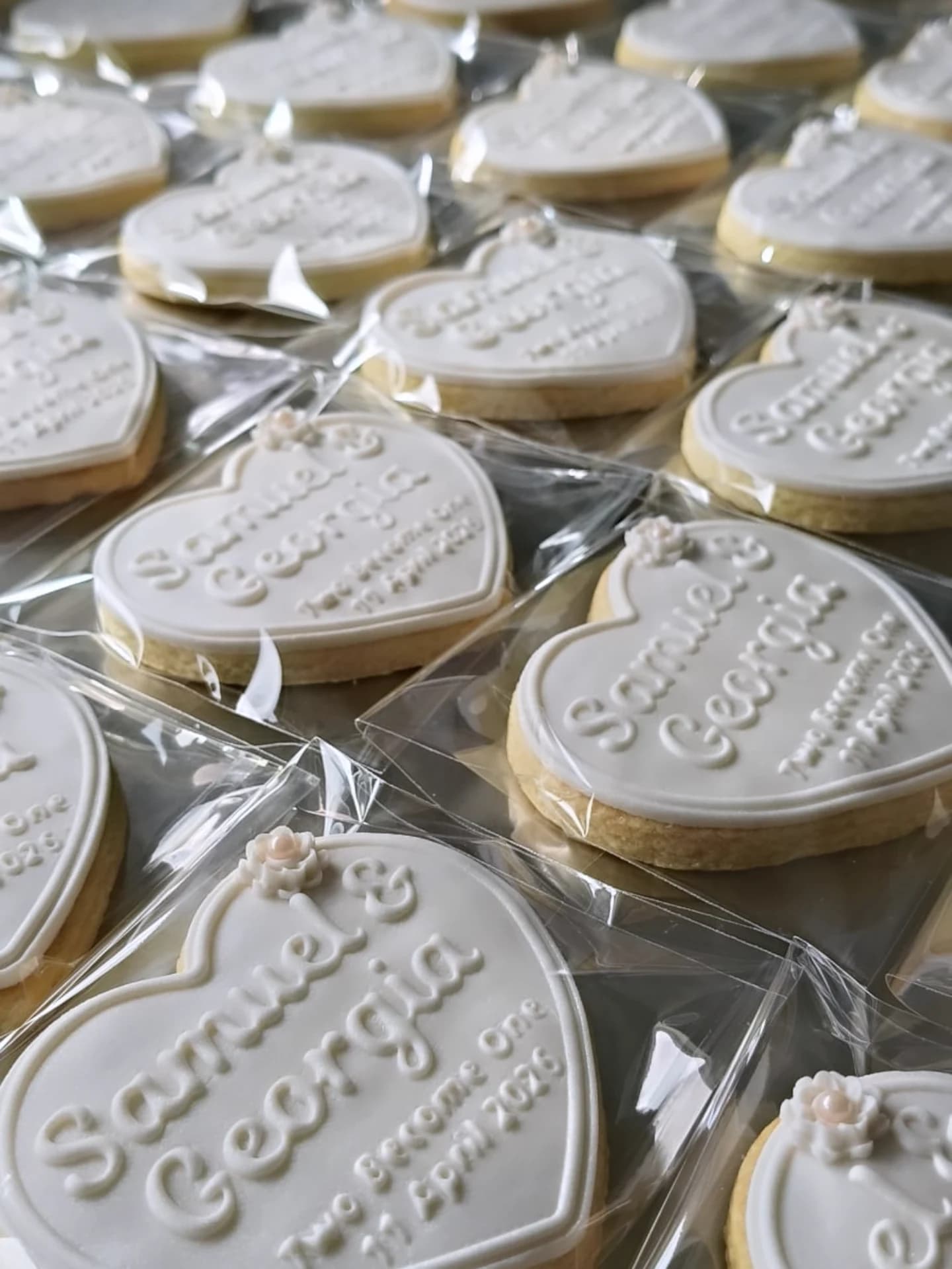 Samuel and Georgia wedding cookies close-up