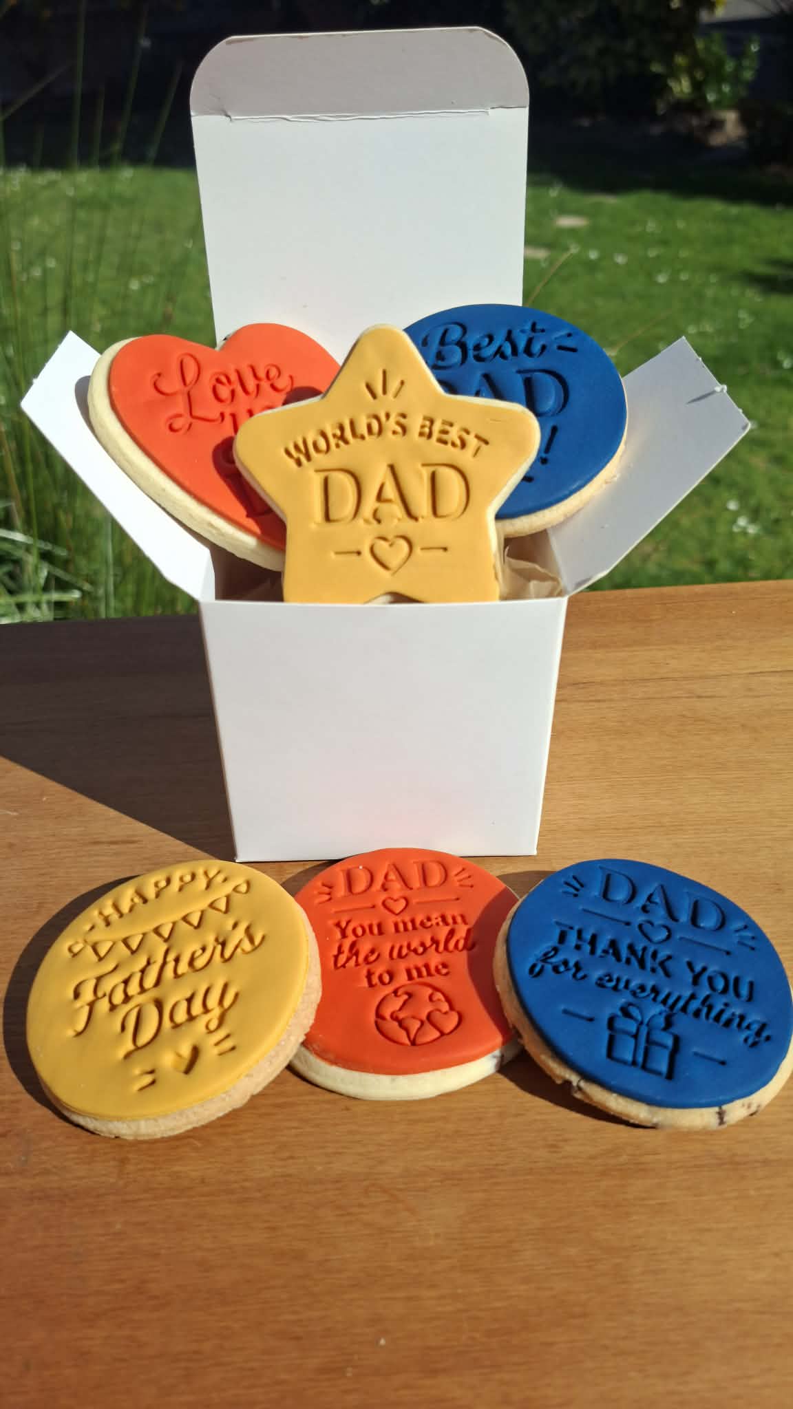 Father's Day gift box open with cookies